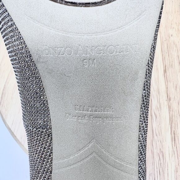 Enzo Angiolini Gold Glitter Peep Toe Platform Heels Demario Leather 9 M - Picture 9 of 16